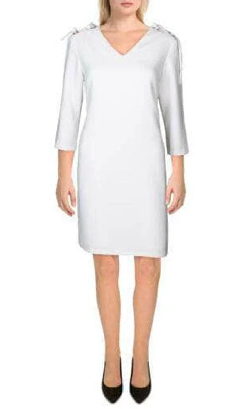 Buy More, Save More T Tahari THF99014 - Quarter Sleeved Slip On Short Dress