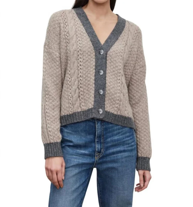 Casual and Comfortable Outfits Izzy Cardigan In Oat/grey