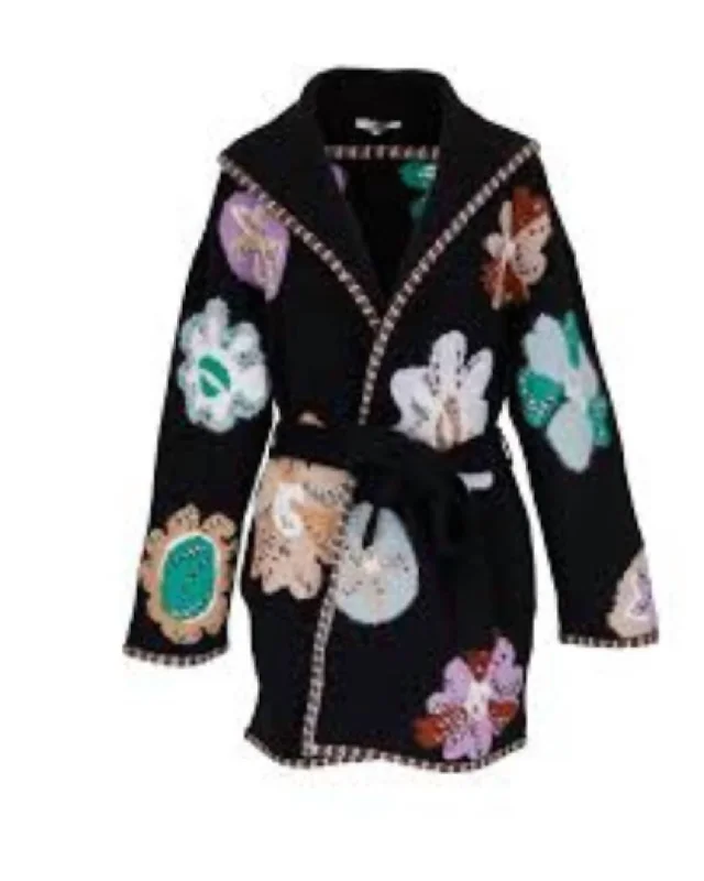 Versatile Women's Clothing for All Occasions Multi Belted Cardigan In Black Multi