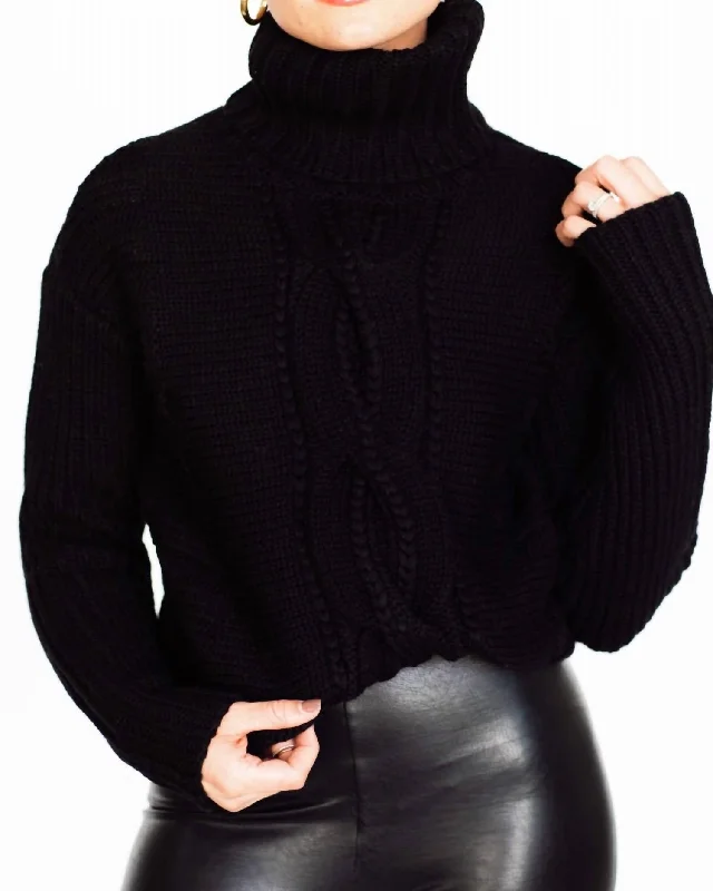 Women Online Clothing Boutiques Chunky Cabled Turtleneck In Black