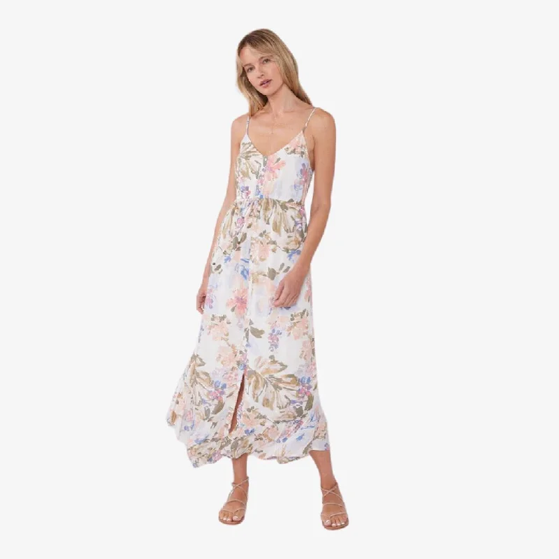 Women Apparel Dasha Floral Midi Dress (Off White + Periwinkle)