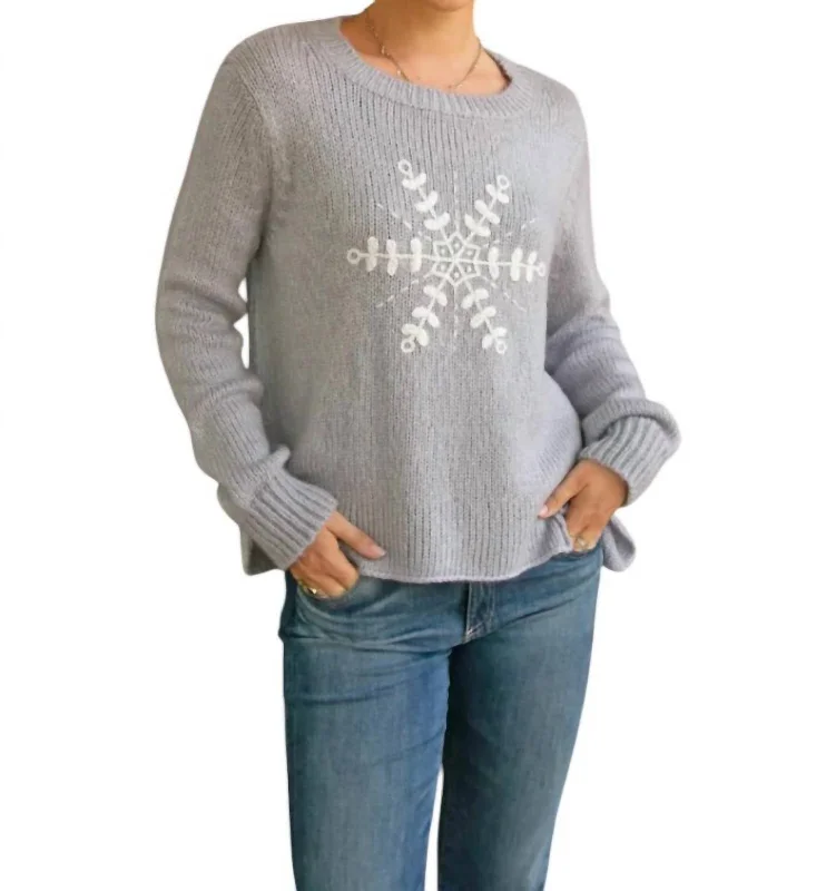 Flash Sales Today Clara Embroidered Sweater In Sterling/pure Snow