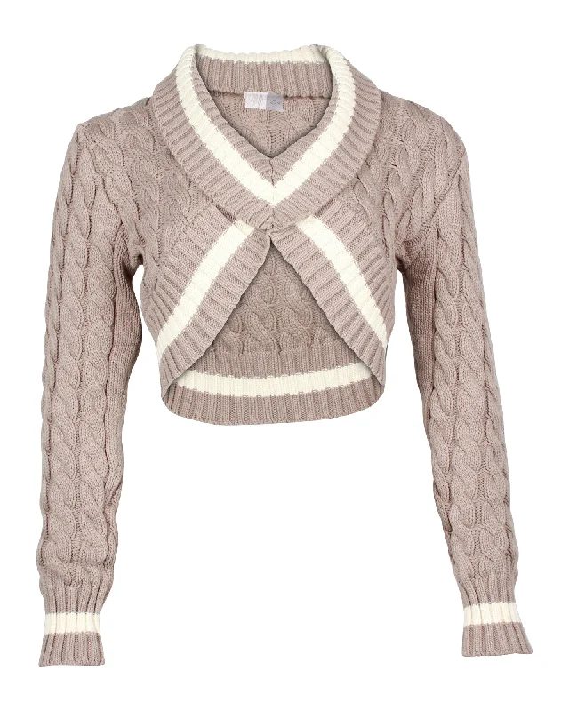 Absurdly Cheap Sale Dion Lee Cable Knit Cropped Sweater in Beige Cotton Nylon