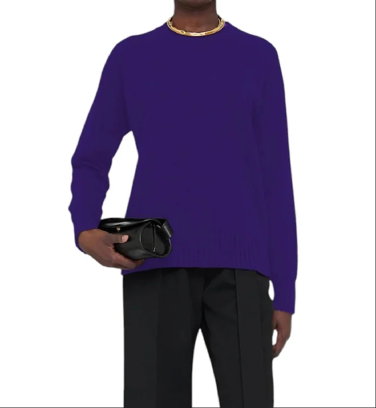 Plus Size Women Wear Crewneck Sweater In Purple