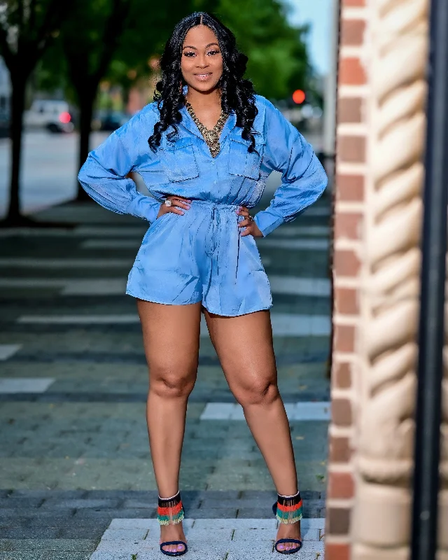 New Arrival Discount Perfect Timing Romper in blue