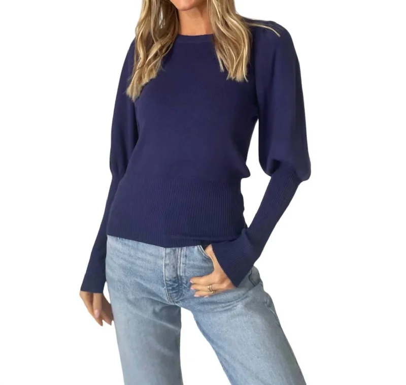 Online Boutique Clothing Reese Crew Neck Sweater In Navy