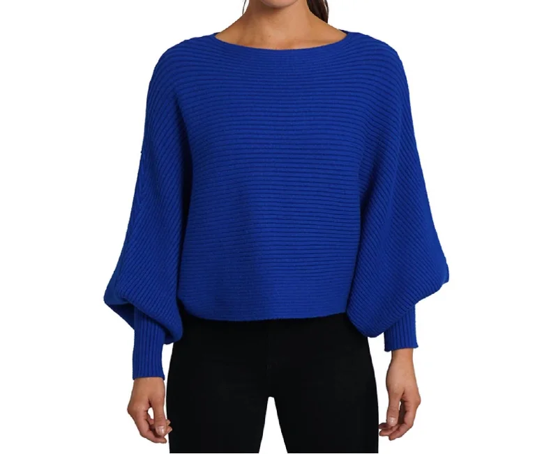 Festival Fashion Luann Dolman Sleeve Sweater In Royal Blue