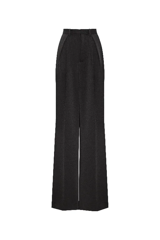 Stylish Savings Refined black pants cut from Italian satin, Xo Xo