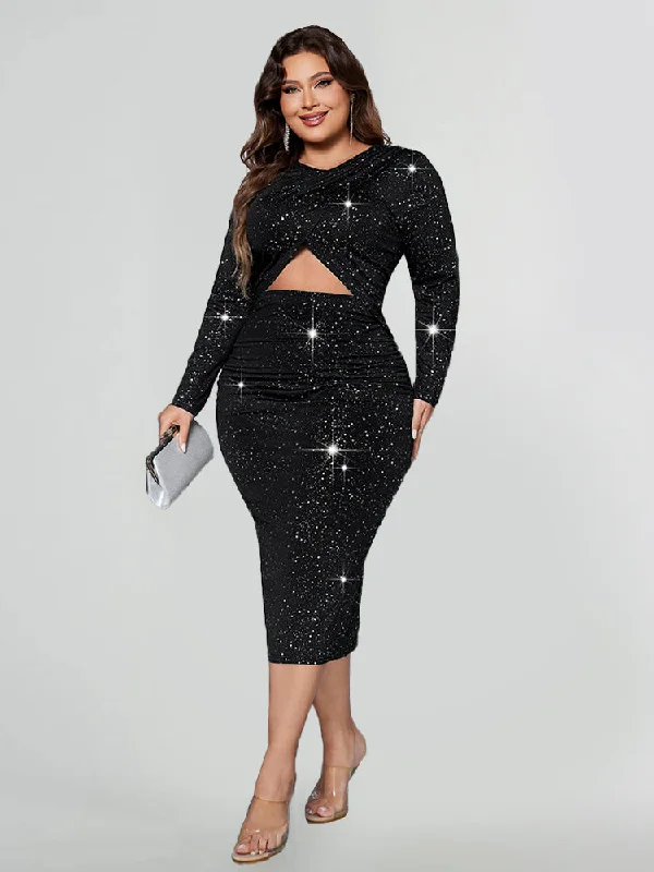 Exclusive Online Sale Sequin Cut Out Ruched Bodycon Dress