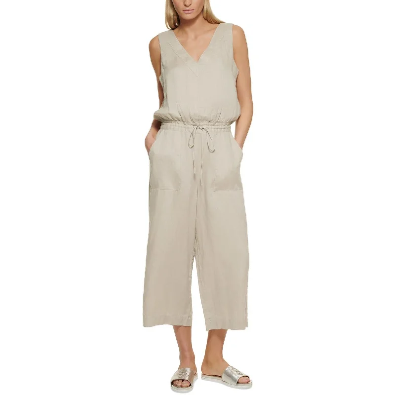 Huge Markdowns DKNY Womens Linen Sleeveless Jumpsuit