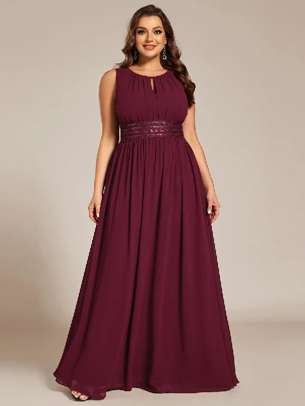 Trendy Women's Wear Doris | Plus Size Hollow Out Sleeveless Empire Waist Chiffon Bridesmaid Dress