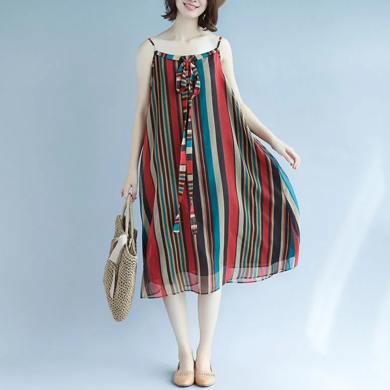 Hot Deals Elegant striped maxi dresses Spaghetti Strap floor dress holiday dress