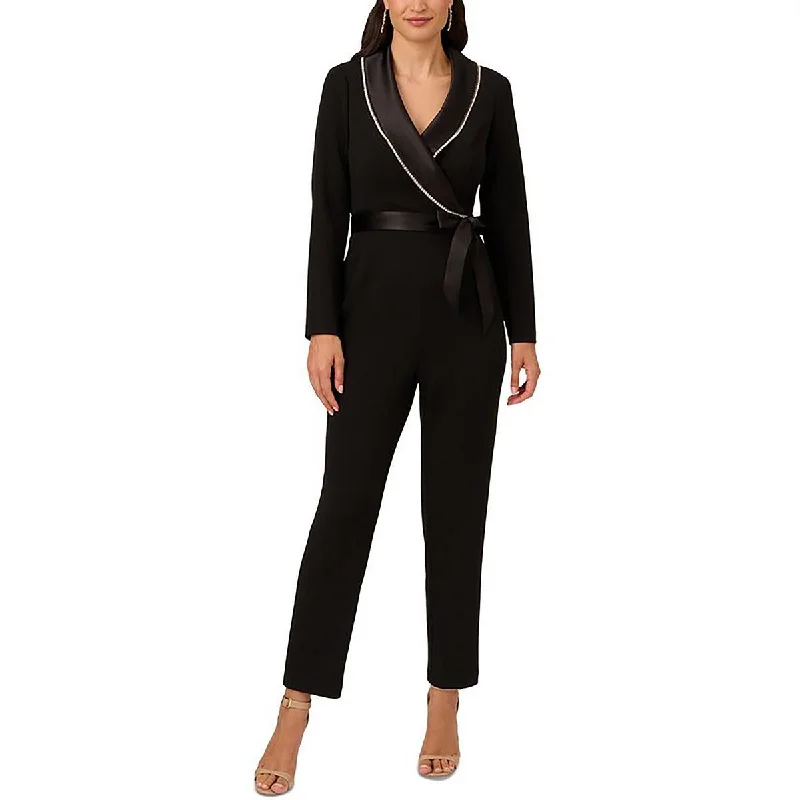 Graceful Fashion Adrianna Papell Womens Embellished Tuxedo Jumpsuit