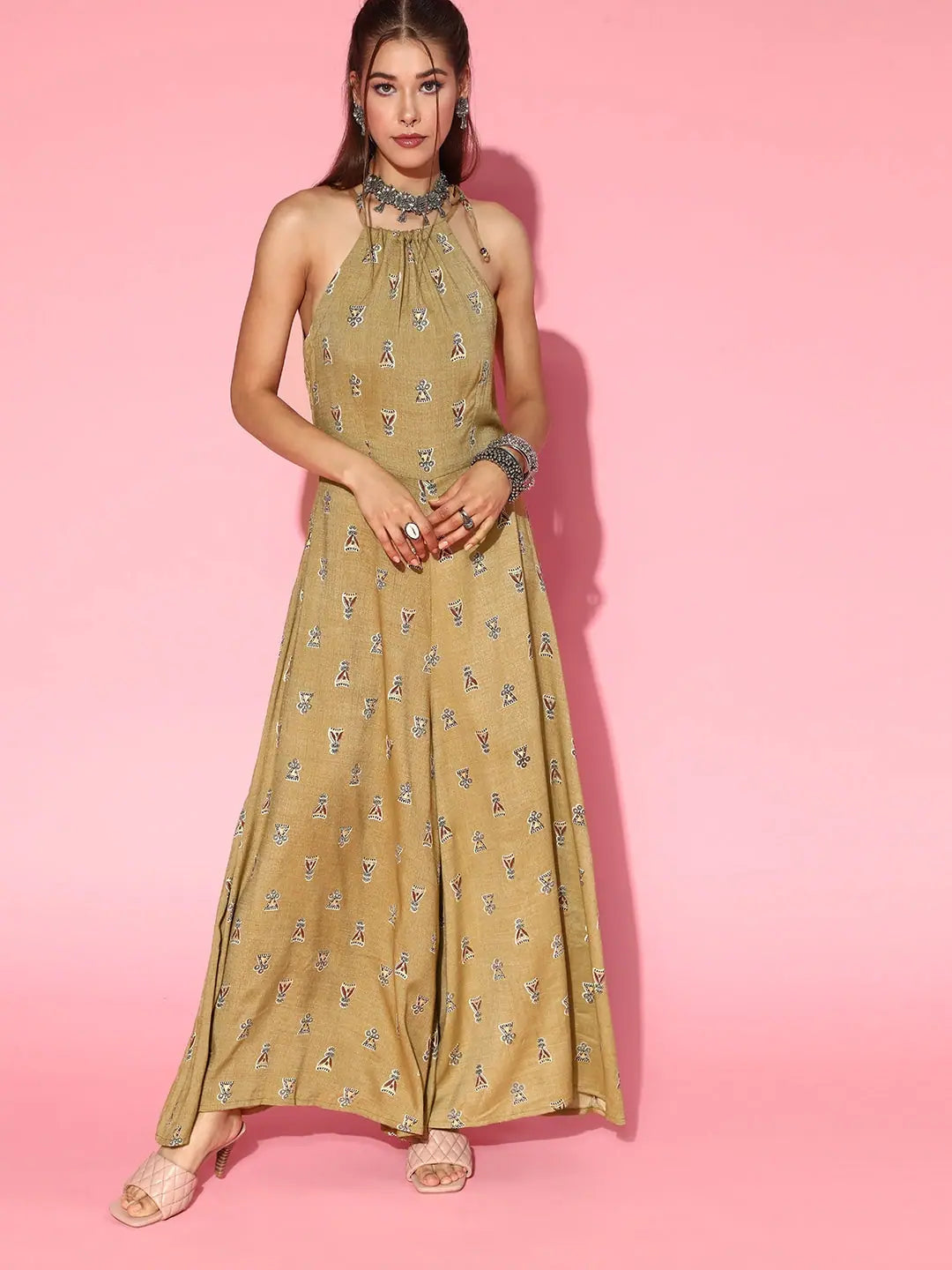 Boutique Dress Online Women Printed Standard Beige Jumpsuits & Sets