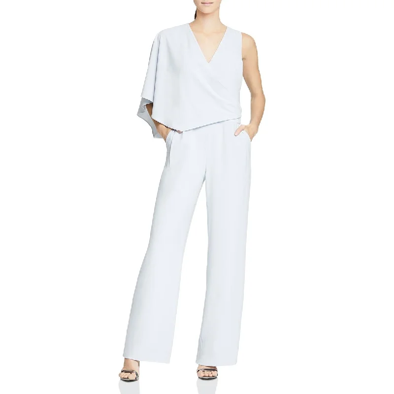 Best Sellers Halston Womens Faux Wrap Asymmetric Jumpsuit