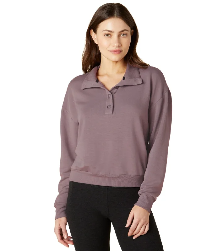 Women's Fashion Hotspots Beyond Yoga East Coast Button Pullover Mauve