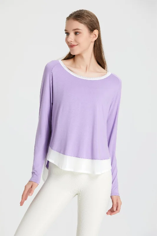 Extreme Clearance Deals Color-Block Patchwork Long Sleeve T-Shirt