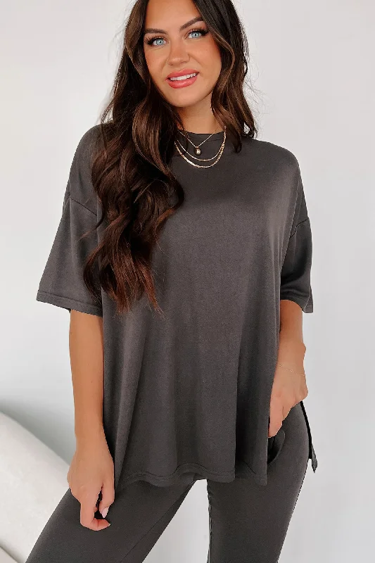 Chic And Trendy In My Zen Era Oversized T-Shirt (Washed Black)