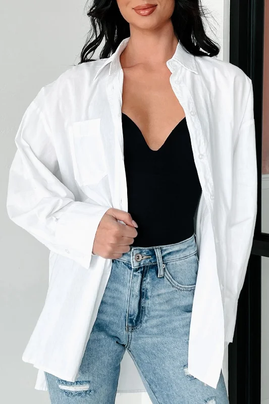 Holiday Gift Guide Sale Modernly Classic Oversized Button-Up Shirt (White)