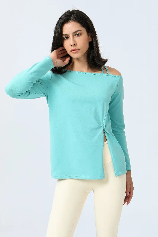 Mega Sale One Shoulder Strap Long Sleeve Shirt