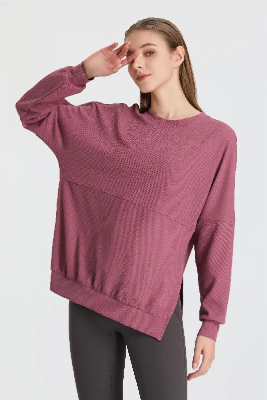 Women Apparel Waffle Knit Long Sleeve Sweatshirt