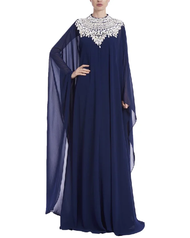 Chic And Comfortable Badgley Mischka Bead Yoke Caftan Gown