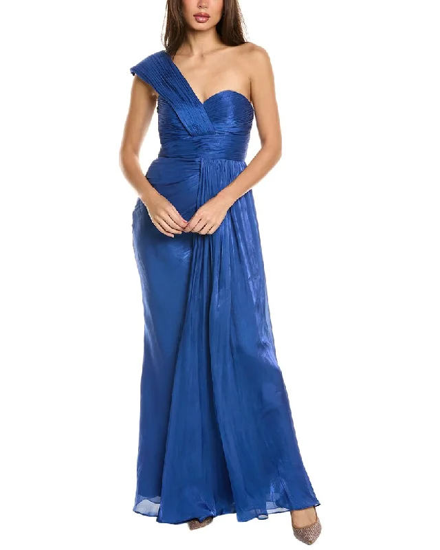 Minimalist Style Badgley Mischka Draped One-Shoulder Gown