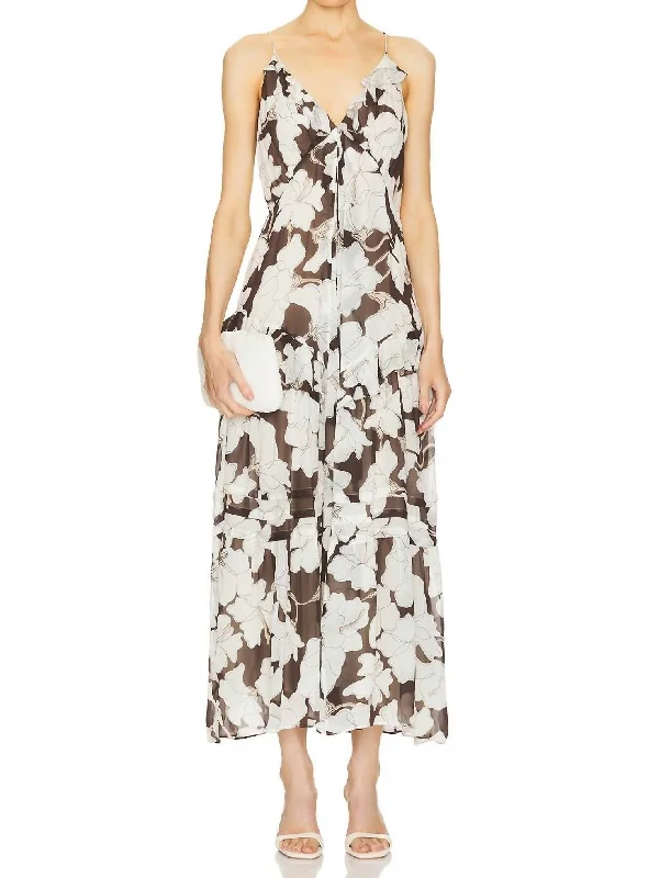 Trendy Women's Wear Collection Boa Dress In Mocha Floral