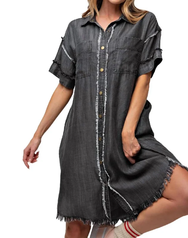 Timeless Elegance Redefined Denim Dress In Black