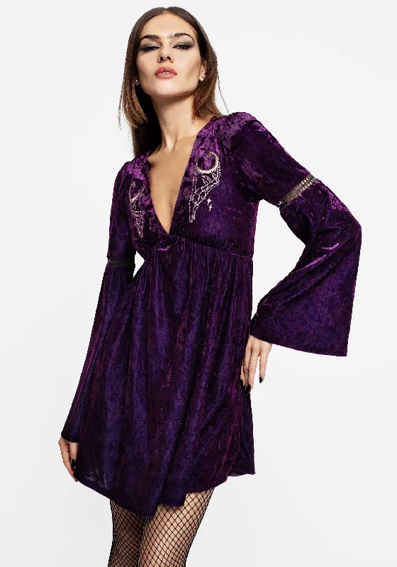 Trend Setting Threads Heartache Crushed Velour Lace Mini Dress