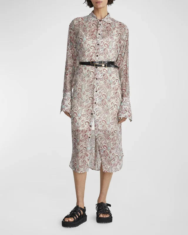 Women's Clothing for All Occasions Leona Sheer Paisley Midi Shirtdress