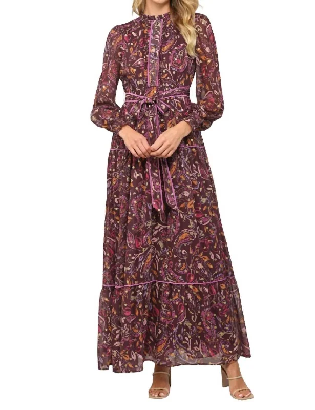 Casual Yet Stylish Separates Lurex Dot Maxi Dress In Plum