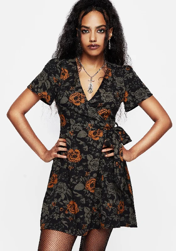 Stylish Savings Mortify Floral Print Mini Wrap Dress