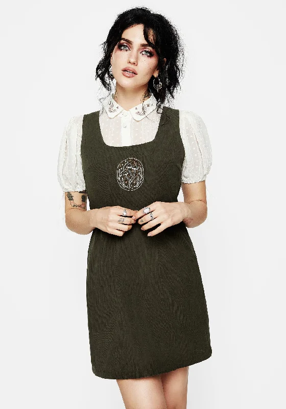 Women's Casual and Dressy Outfits Mycelium Embroidered Mini Pinafore Dress