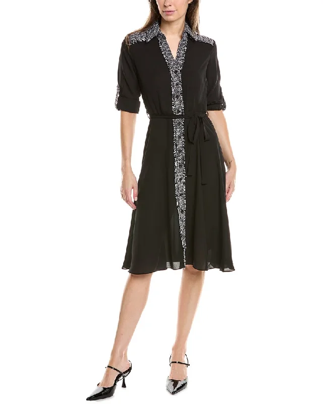 Affordable Online Boutiques Nanette Nanette Lepore Tweed Trim Shirtdress