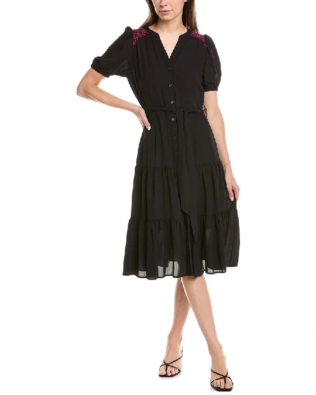 Online Boutiques Nanette Nanette Lepore Tweed Trim Shirtdress