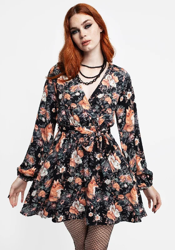 Chic Trends Unveiled Reynard Fox Floral Mini Wrap Dress