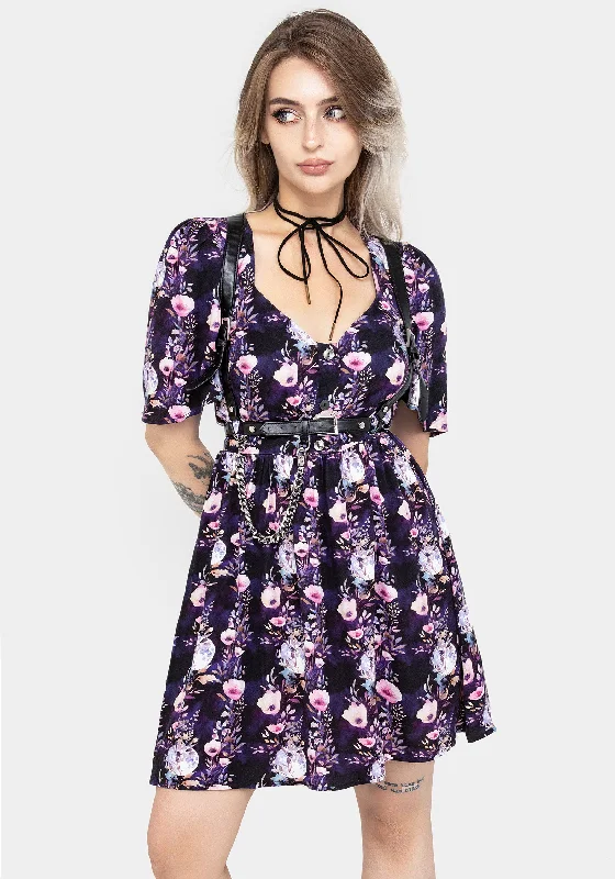 Holiday Glam Socordia Floral Moon Button Front Mini Dress