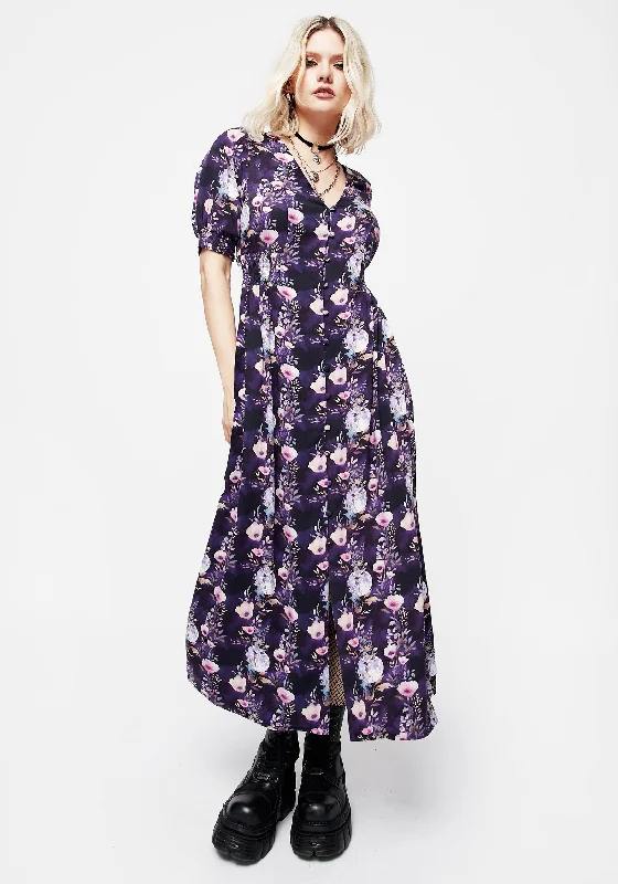 Comfort Meets Fashion Socordia Floral Moon Ruched Waist Midaxi Dress