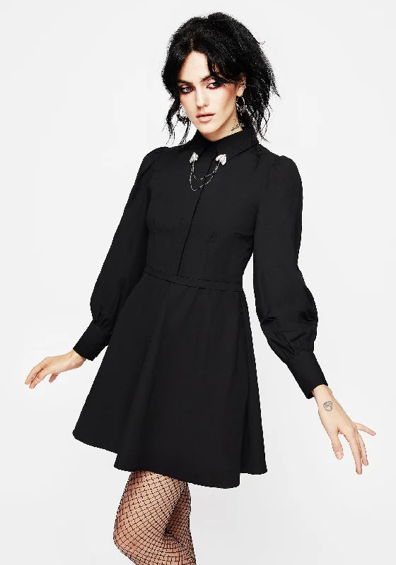 Best Online Clothing Boutiques Styx Moth Collar Chain Mini Shirt Dress