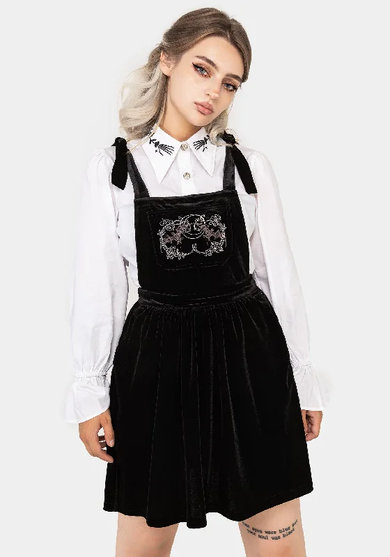 Embrace New Fashion Vampyrum Bat Embroidered Mini Pinafore Dress