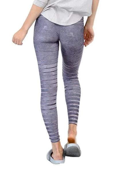 Unique Women's Fashion Pieces Barefoot Leggings, Granite Stripe (Niyama Sol)