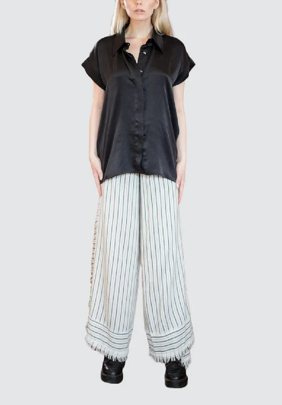 Fashionista Favorites Black Stripe Tie Waist Wrap Pants