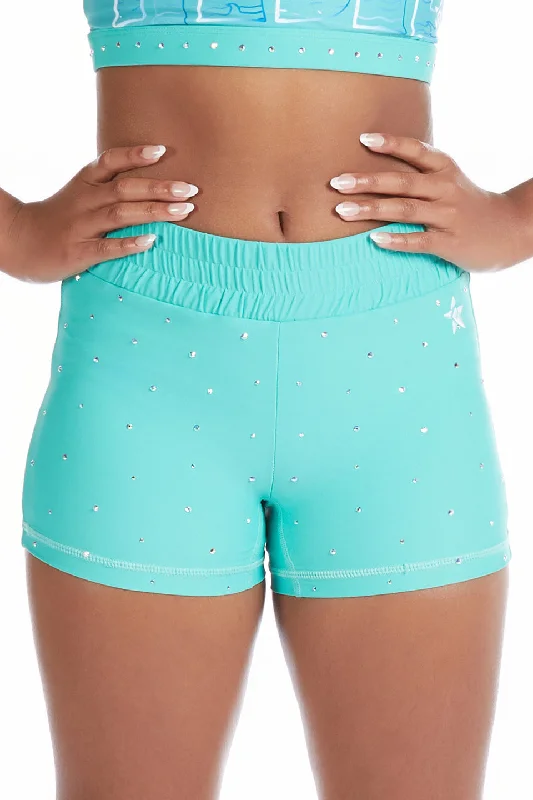 Vintage Fashion Cinched Compression Short in Aqua