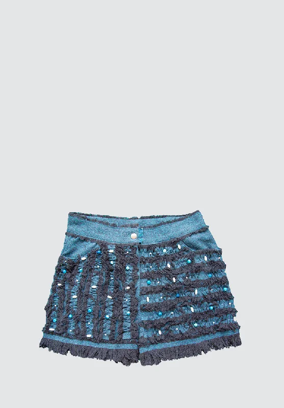 Fashion For Every Occasion Dark Blue | Fringe Short 100% Silk