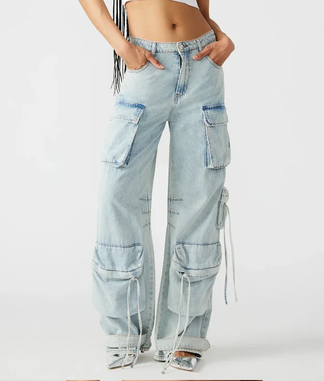 Big Discounts Light Wash Denim Cargo Pants by Steve Madden