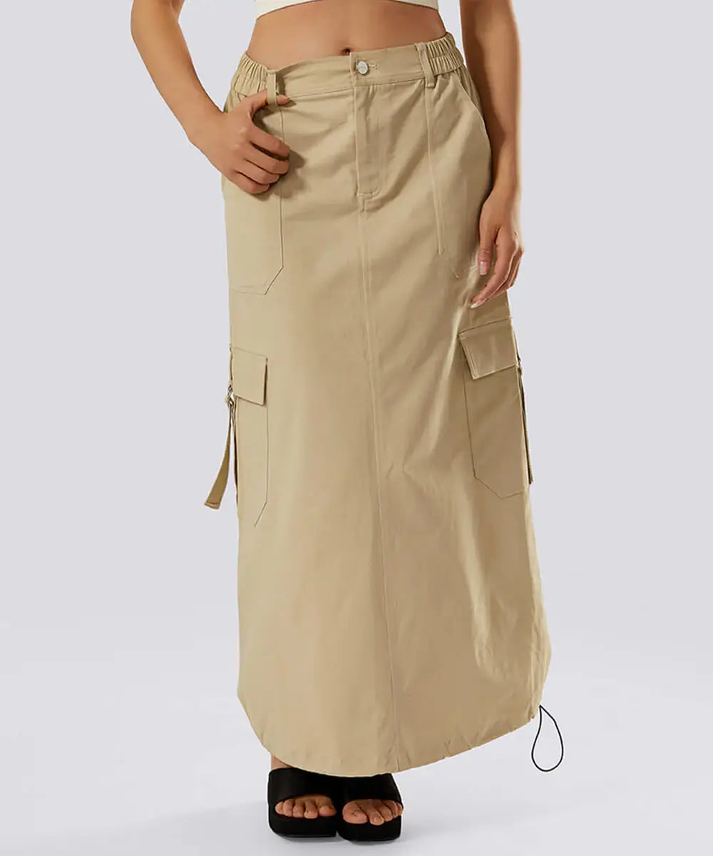 Trendy Styles Casual Drawstring Flap Pocket Cargo Skirt