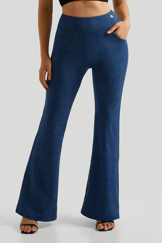 Online Boutique Clothing Stretchy Faux Denim Flare Pants