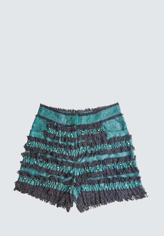 Budget-Friendly Fashion Ocean Green | Fringe Short 100% Silk