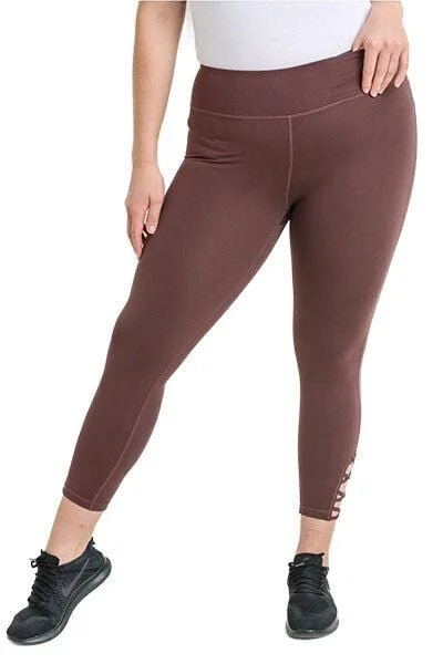 High Street Women's Fashion for Trendy Shoppers PLUS Lattice Strap Full Leggings, Orchid (Mono B)